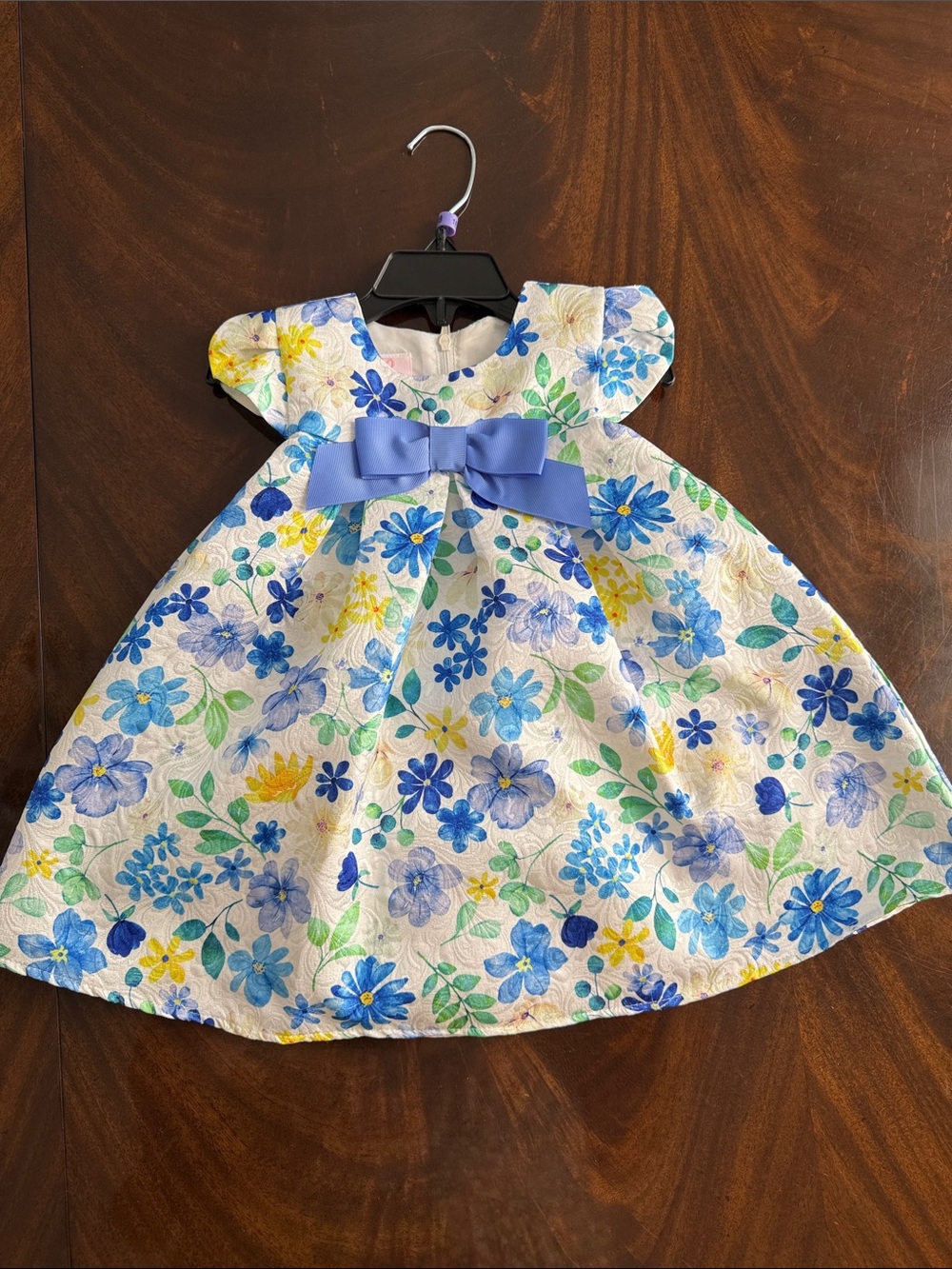 B by Bonnie Baby Floral Blue Bow Baby Girl Dress with bloomers
